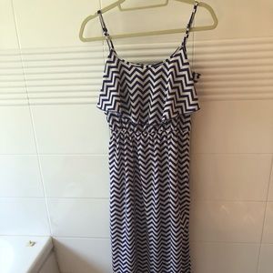 Maxi dress with blue chevron pattern